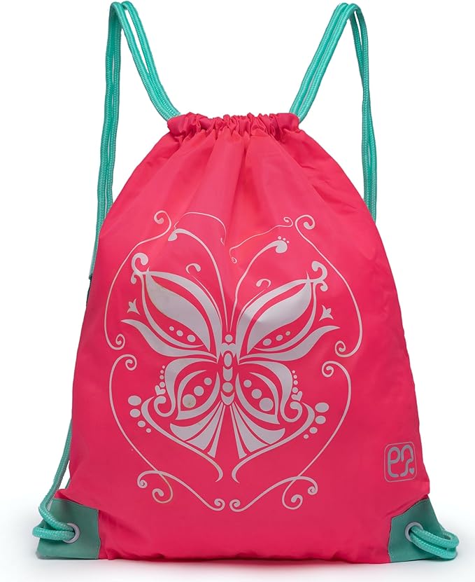 Girls Drawstring Backpack,Sport Gym Cinch Bag for Kids (flaming)