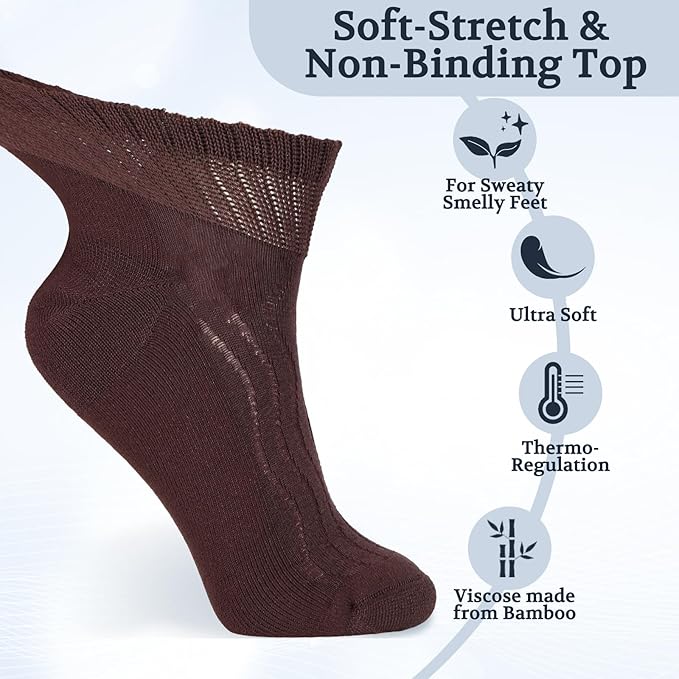 +MD Diabetic Socks for Men Women 6 Pairs,Non-Binding Top Extra Wide Ankle/Crew Socks, for Edema Circulator 9-11 10-13 13-15