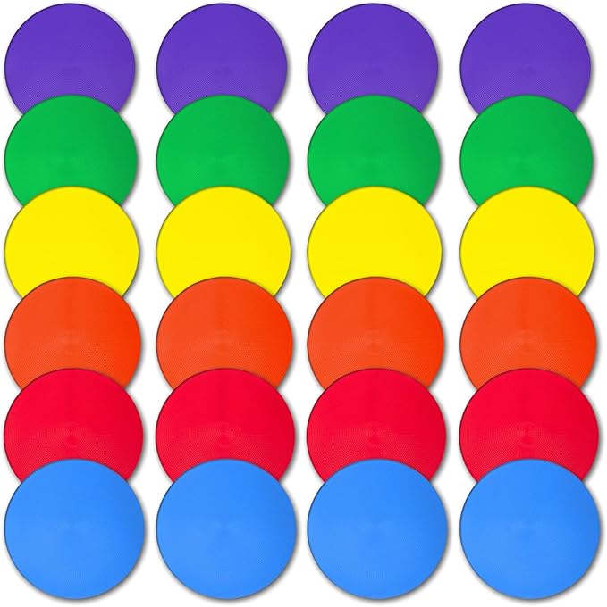 9 Inch Colored Poly Spot Marker 12 Pcs, Non-Slip Rubber Agility Markers Flat Field Cones Floor Dots for Football, Basketball Training Markers, Dance Practice and Drills with Flat Cones Points
