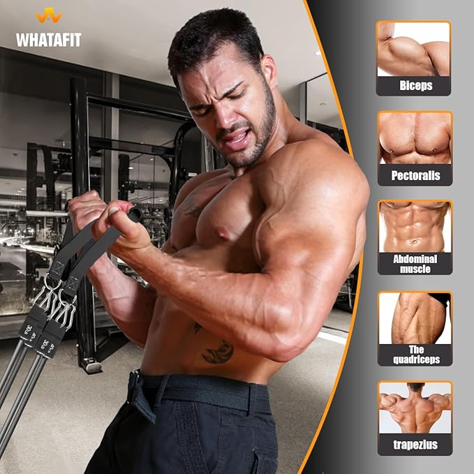 WHATAFIT Resistance Bands, Exercise Bands,Resistance Bands for Working Out, Work Out Bands with Handles for Men and Women Fitness, Strength Training Home Gym Equipment