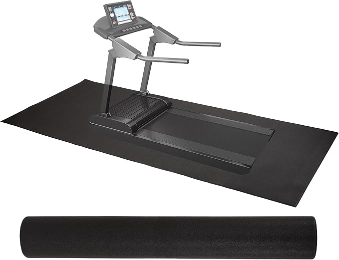 Treadmill Mat, 1/4" Thick Walking Pad with Shock Absorption Noise Reduction, Non-Slip High Density Home Gym Floor Mats for Treadmills, Elliptical, Exercise Bike, 48" x 96" Fitness Equipment Mat
