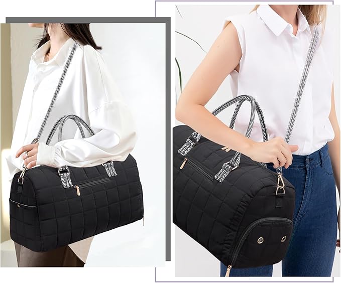 Duffle Bag for Travel, Weekender Bag with Shoe Compartment, Carry On Overnight Bag for Women with Toiletry Bag, Gym Bag with Wet Pocket, Hospital Bags for Labor and Delivery Beige