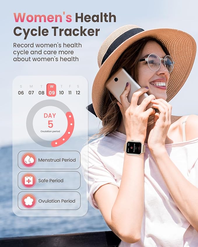 Smart Watch for Women for iPhone Android: 1.85" Smart Watch with 30 Days+ Battery Life Make/Recive Call Heart Rate SpO2 Sleep Monitor 120+ Sport IP68 Waterproof Fitness Tracker Watch Pedometer Reloj