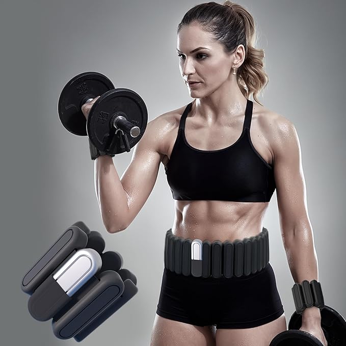 Silicone Adjustable Weighted Belt for Women & Men – DIY Weighted Walking & Exercise Belt with Removable Weights – Gym, Strength Training, Yoga, Hiking – Free Weight Adjustment for Wrist & Ankle