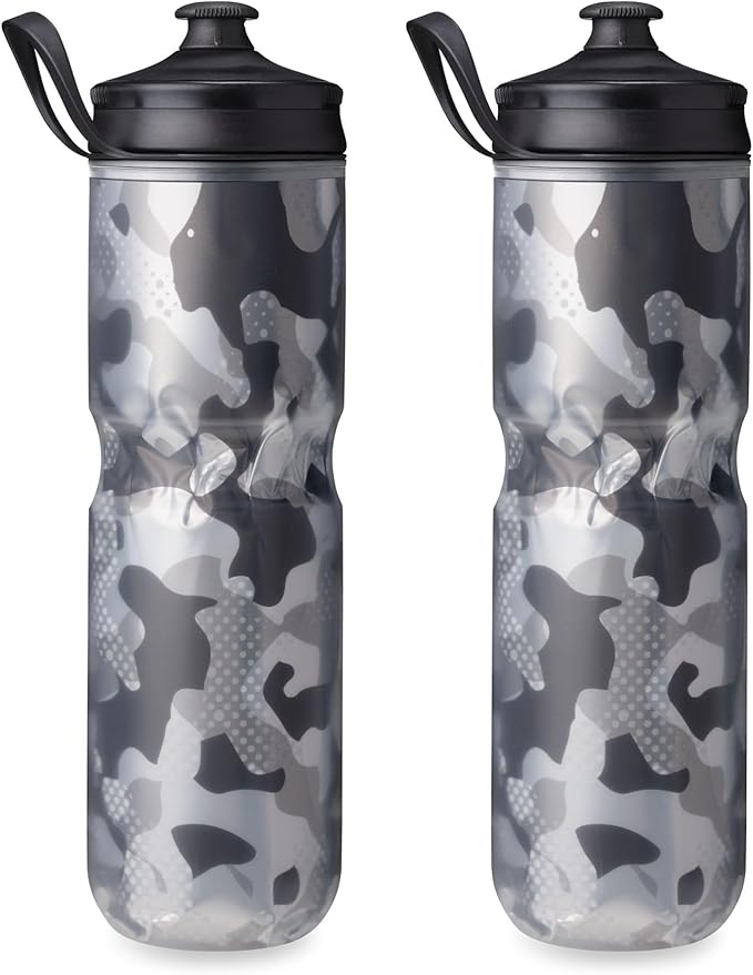 HydraPak | Polar Bottle - Polar Sport Insulated Water Bottle 2-Pack - BPA-Free, Sport & Bike Squeeze Bottle with Handle (Contender Black, 700ml / 24oz)