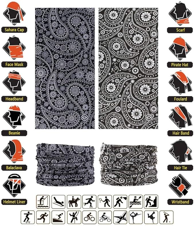 Headband Neck Gaiter Head Wrap Headwear Face Mask Magic Scarf Bandana for Men and Women