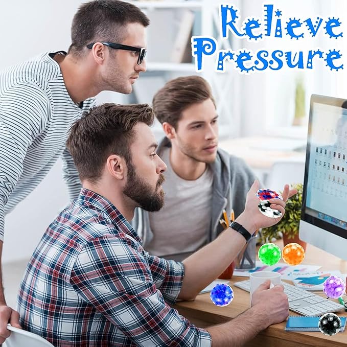 34Pcs Stress Balls, Squishy Squeeze Balls Bulk, Small Sensory Balls, ADHD Stress Relief for Adults , Classroom Prizes, Party Favors, Birthday Gift, Goodie Bag Stuffers