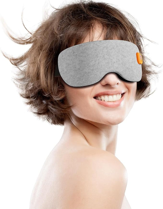 Heated Eye Mask, Cordless Warm Compress for Dry Eyes & Stye, Rechargeable Sleep & Blackout Eye Mask for Travel