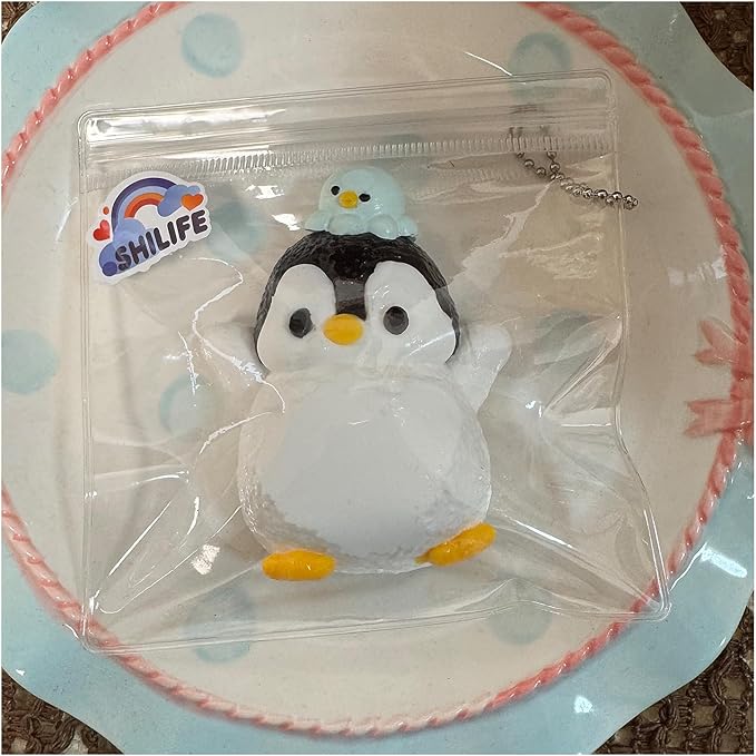 Taba Squishy Penguin,fufu squishies,Silicone Toys,Stress Relieving Fur Ball OPP Packaging GiftsSquishy Fidget Toys for Anxiety&Relaxation,Perfect Desk Accessory for Adults (Penguin)