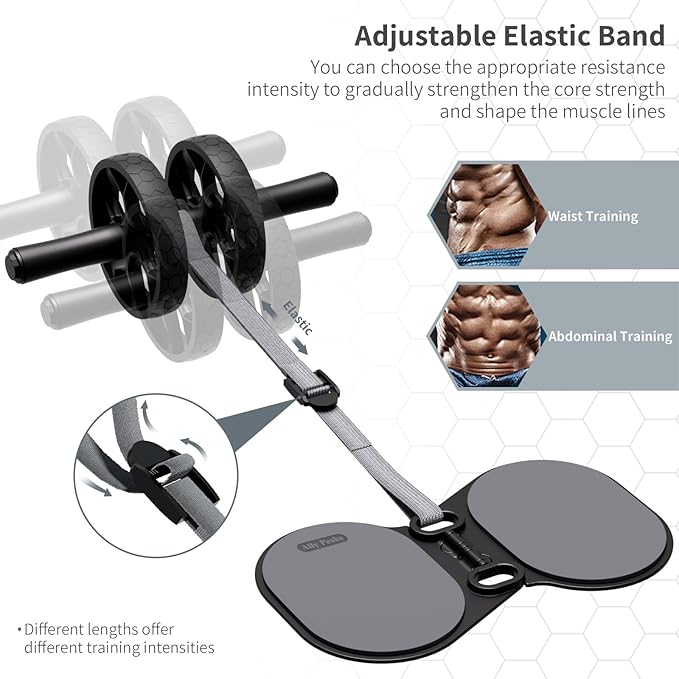 Ally Peaks Ab Roller Wheel with Adjustable Resistance,Automatic Rebound Abs & Core Workout Equipment for Beginners,All Levels & Post-Exhaustion Detachable Strength Training with Knee Pad.Ab wheel roller for men women