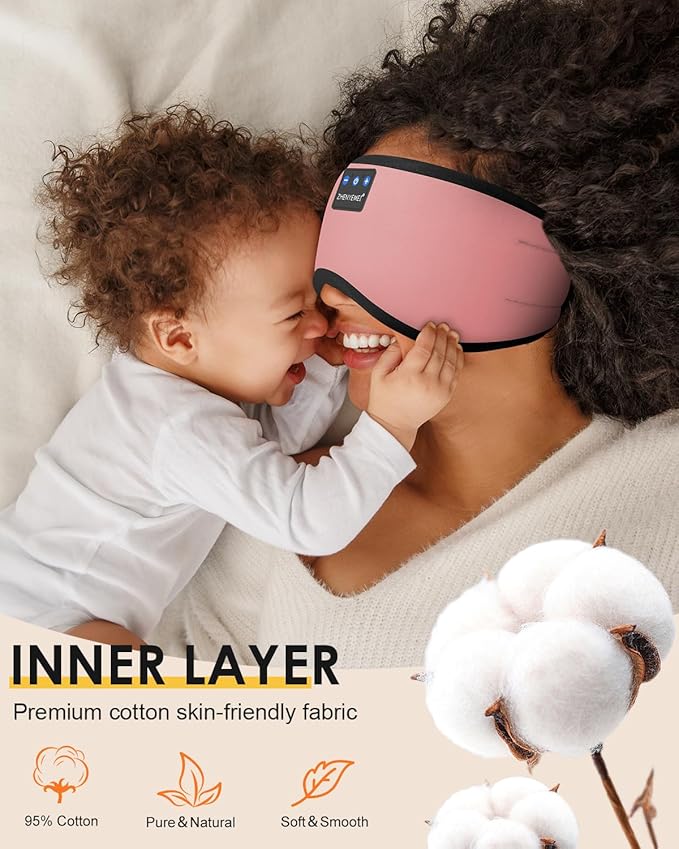 Bluetooth Sleep Mask Headphones 3D Deep Eye Mask with Headphones,Can Play 14 Hours Breathable 100% Blackout Sleeping Mask for Travel/Nap,Sleep Aids with Travel Bag Tech Gadgets for Men Women