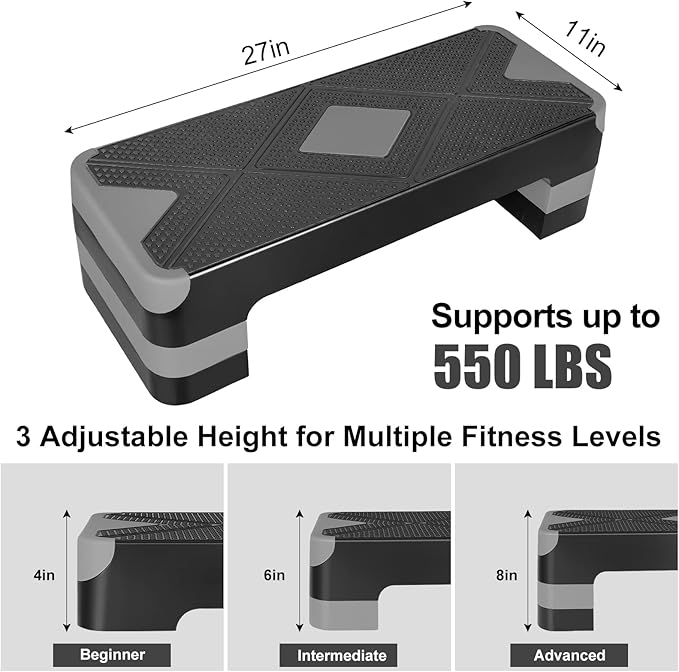 Adjustabl Aerobic Stepper Fitness Step Platform Health Workout for Sports Training