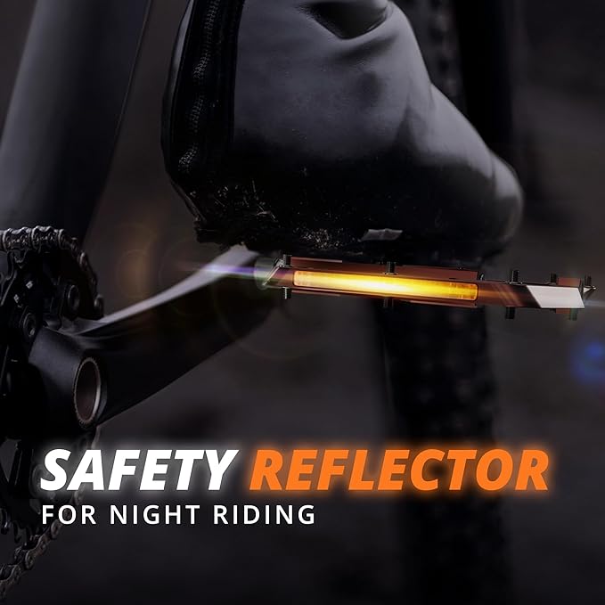 Flat Bike Pedals with Reflectors CNC Aluminium 9/16” – MTB Pedals with Extra Wide Platform and Removable Anti-Slip Pins – Lightweight Pedals for Mountain Bike & Road Bike 294 g