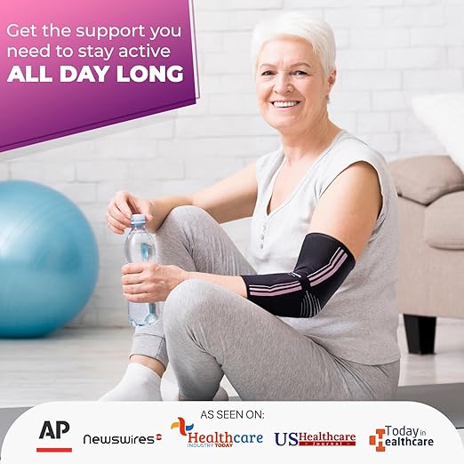 DR. BRACE® Elite Elbow Brace Support, Breathable Elbow Compression Sleeve with Gel Pad for Golfer's, Tennis Elbow & Tendonitis Treatment & Pain Relief 2024 (Black-Pink, Small)