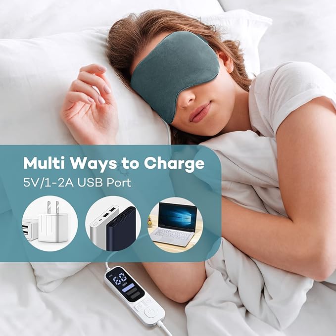 Heated Eye Mask, Warm Eye Compress Mask, USB Electric Eye Heating Pad with Temperature & Timer Control, Dry Eye Mask for Dry Eyes Blepharitis Sinus Migraine Stye MGD Puffiness Gray