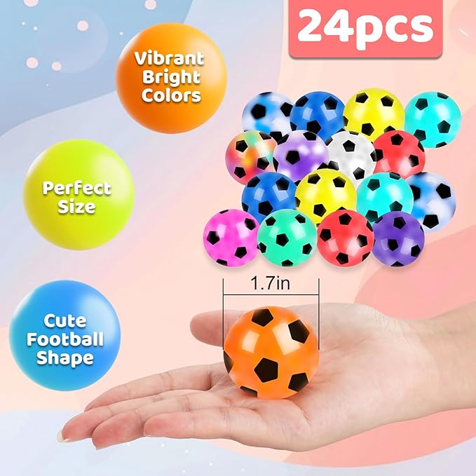 24 Pack Fidget Stress Balls for Adults, Stress Relief Sensory Soccer Stress Ball, Bulk Squishy Squeeze Ball Set for Birthday Gift, Soccer Party Favors, Adult Goodie Bag Stuffers