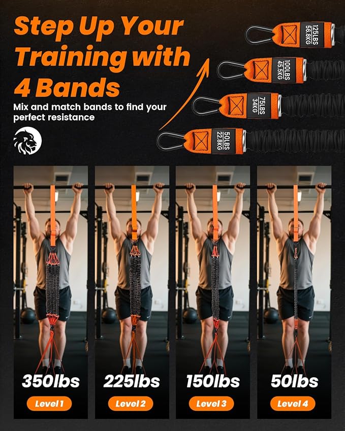 Pull Up Assistance Bands, Adjustable Heavy Duty Resistance Band for Pull Up Bar, Pull Up Assist Bands with Feet Rest for Strength Training, Home Fitness Workout Equipment, Height Adjustable