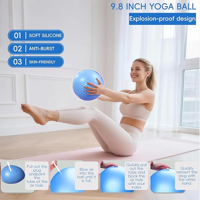 KABCON Pilates Equipment Essentials Set for Women at Home with Complete User Guide,13” Pilates Ring,9.8” Exercise Ball,Resistance Bands,Yoga Socks,Yoga Strap,13/14/16-Pcs Starter Workout Set