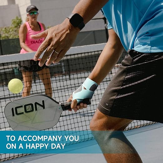 Pickleball Wrist Brace Support for Tennis, Ultra Thin Elastic Wrist Wraps, Lightweight, Breathable and Skin Friendly(Azure,Right)