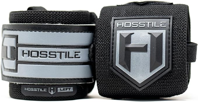 HOSSTILE Wrist Wraps (Pair) – Durable 18" with Light Flexibility, Thumb Loop, Extra-Wide Hook and Loop Fastener for Adjustable Support, Ideal for Weightlifting, Bodybuilding, Crossfit