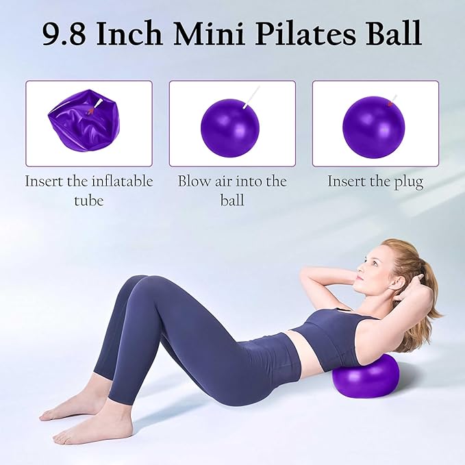 Pilates Ring Set – Magic Circle with Dual Padded Handles, Mini Exercise Ball & 5 Resistance Bands | Pilates Kit for Women | Home Workout Equipment for Full-Body Training & Fitness Set