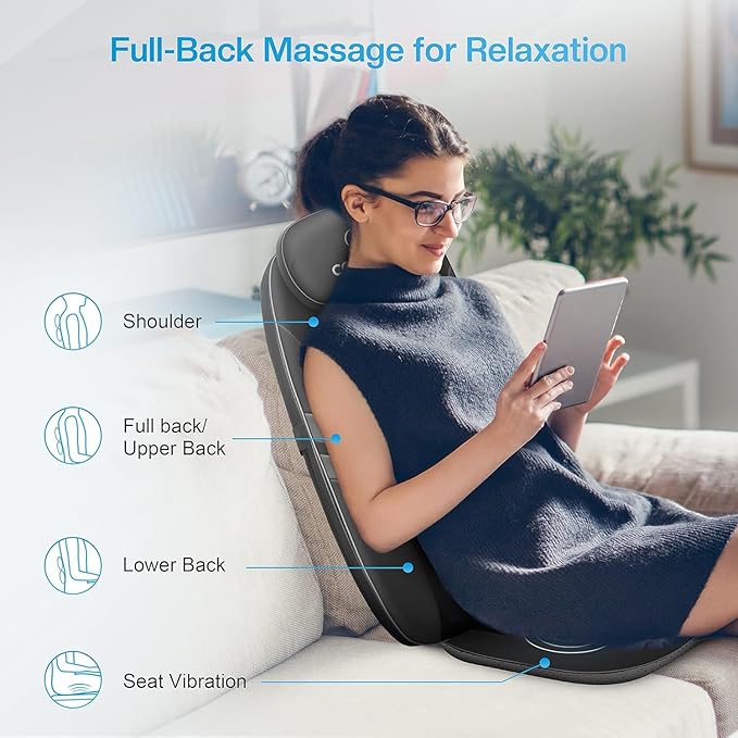 COMFIER Back Massager for Back Pain,APP Control, Shiatsu Massage Chair Pad,Electric Chair Massagers with Heat,Seat Cushion for Office,Home,Ideal Gifts for Mom,Dad,Him,Her