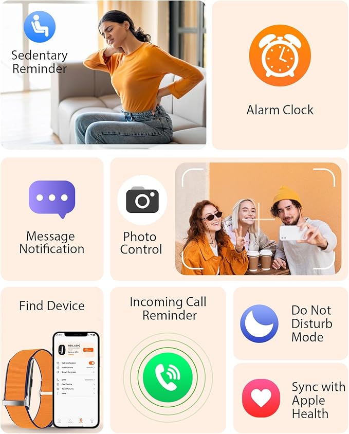 Smart Bracelet, Wearable Activity & Fitness Tracker Band, 24H Sleep Tracker, All-Day Continuous Heart Rate Blood Pressure Stress HRV Monitor, 170+ Sport Modes Smart Wristband with 2 Bands, Free APP