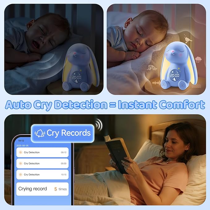 2025 Mom's Choice Awards | White Noise Sound Machine Baby - Cry Detection, Night Light, 100 Soothing Sounds, App Control, 150% Battery Life, 50% Faster Sleep, Newborn Essentials