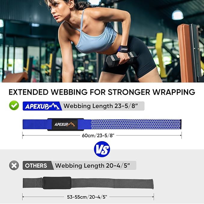 APEXUP Weight Lifting Straps for Weightlifting, Lifting Wrist Straps Gym, Deadlift Strap, Anti Slip Silicone Weightlifting Strap Men Women Powerlifting, Strength Training