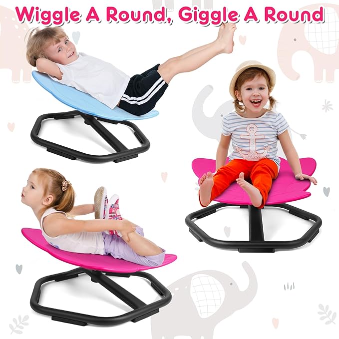 Elephant Swivel Chair for Kids, 360° Spinning Seat, Toddler Sit and Spin Wobble Chair, Sensory Balance Toys, Autism ADHD Chairs, Play Equipment Relief Motion Sickness for Boys Girls (Pink)