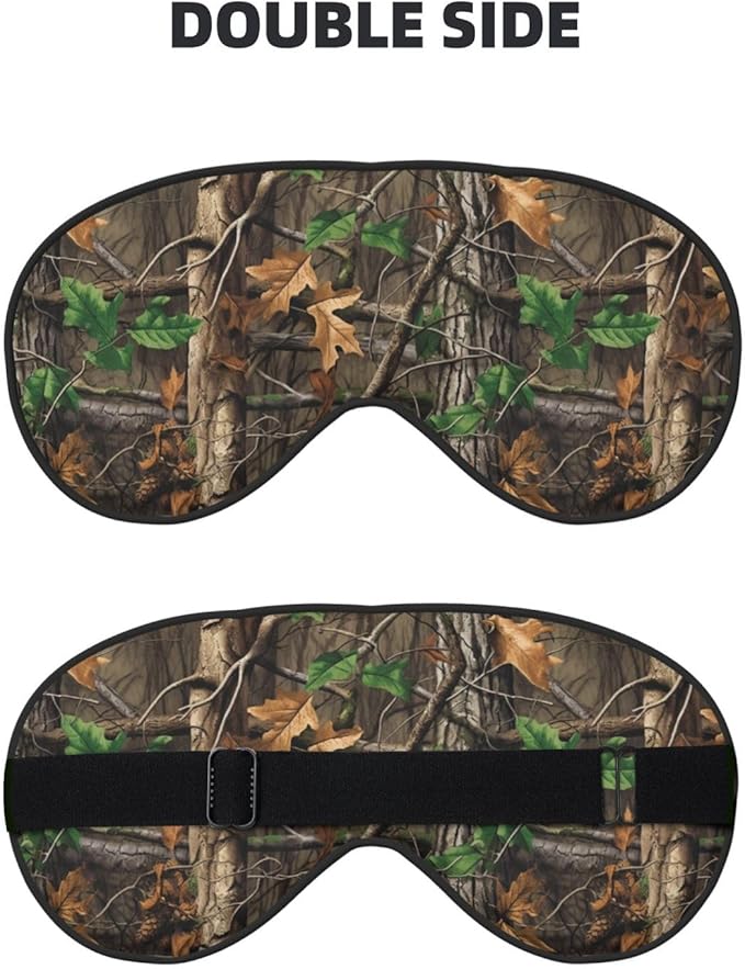 Sleep Eye Mask Camouflage Camo Branches Leaves Sleep Mask for Women Men Comfortable Eye Mask with Adjustable Strap Soft Eye Cover Blindfold for Travel Yoga Nap Shift Work