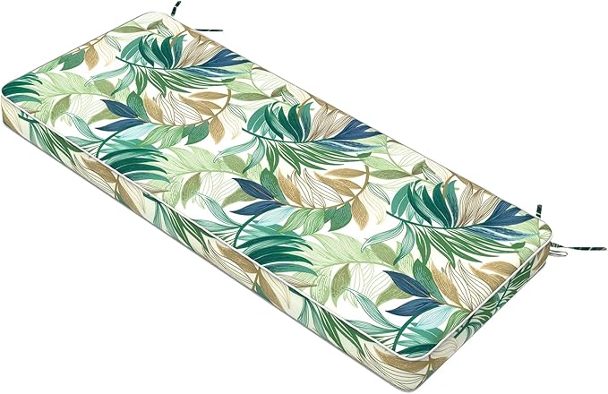 Outdoor Bench Cushion, Patio Furniture Cushions 42x18x3 Inch, All-Weather Seat Chair Swing Couch Pad, Garden Porch Loveseat Long Glider Bench Cushion, Lush Leaf Green