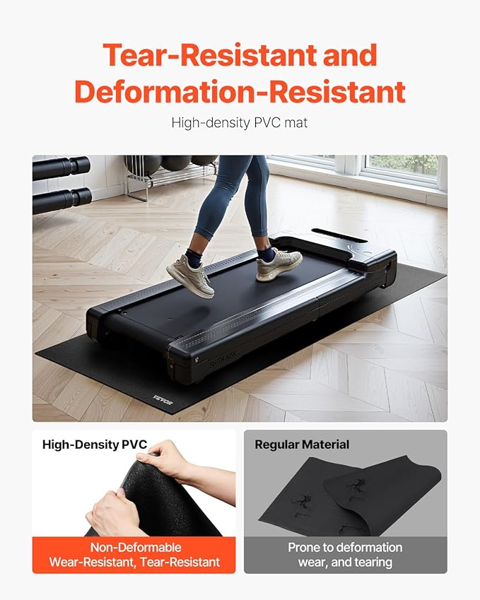 VEVOR Treadmill Mat for Carpet Floor, Exercise Equipment Mat for Treadmills, Stationary & Recumbent Bikes, High Density PVC Floor Protector Gym Mats, Waterproof and Non-Slip for Home Gym