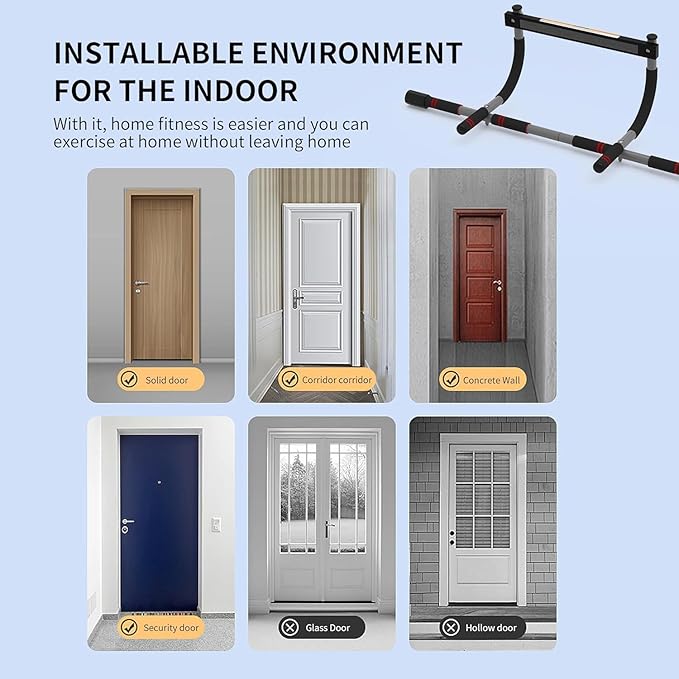 leikefitness Pull-Up Bar For Door Frame Adjustable Portable Upper Body Fitness Workout For Home Gyms