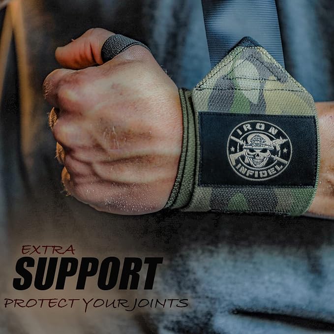 Iron Infidel Wrist Wraps for Weightlifting - 18" and 24" Heavy Duty Support for Working Out, Gym Accessories for Men - Use for Lifting, Crossfit, Fitness, Exercise, Bench Press, Powerlifting