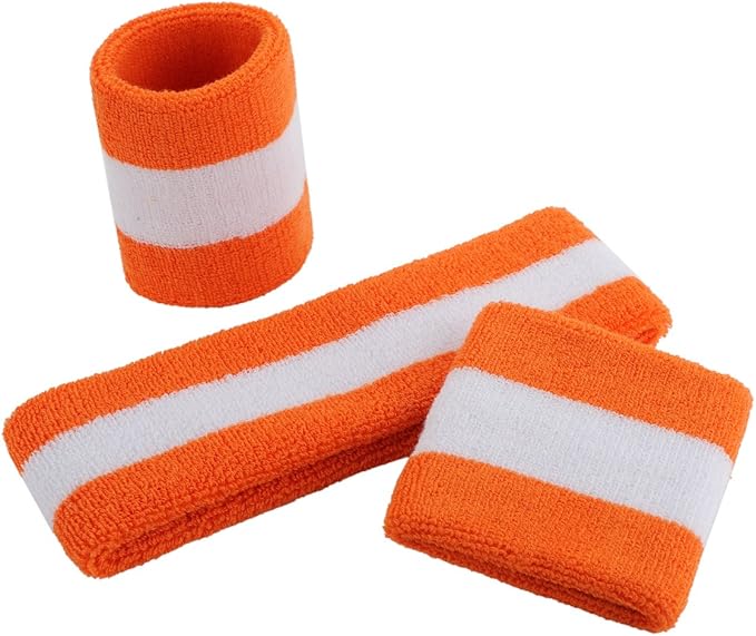 ONUPGO 6 Pieces Sweatbands Set - Sports Headbands Wristbands for Men & Women,Cotton Terry Cloth Sweatband for Tennis,Basketball,Gym,Working Out - Moisture Wicking Elasticity
