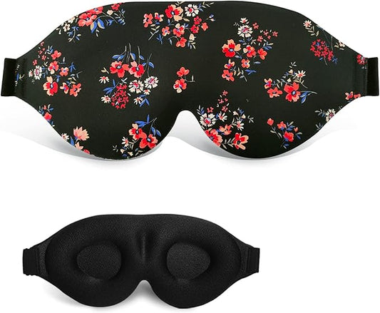 3D Sleep Mask, 100% Blackout 3D Contoured Sleep Eye Mask, Comfortable & Super Soft Sleeping Mask with Adjustable Straps for Women, Men, Sleeping Travel Yoga Naps (Floral)