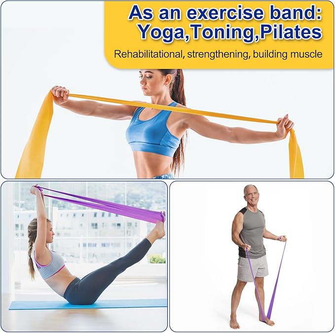 Resistance Exercise Band, Workout Bands with Handles, Stretch Band for Women, Seniors Gifts and Elderly Therapy, Recovery, Home Exercise,2pcs