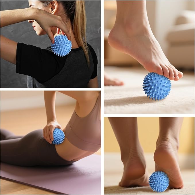 3 PCS Foot Massage Ball Roller Set with Lacrosse Ball, Spiky Ball, Massage Roller - Plantar Fasciitis Relief, Foot Massager for Muscle Pain Recovery, Trigger Point Therapy Tools