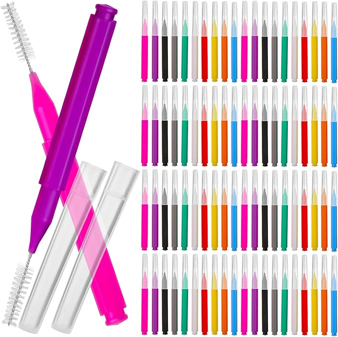 100PCS Braces Brushes Interdental Brushes Braces Flossers Braces Brush for Cleaner Toothpick Dental Flossing Head Oral Flosser Dental Picks for Teeth Cleaning(10 Colors)