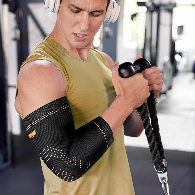 Copper Elbow Sleeve,Elbow Compression Sleeve, Elbow Brace For Tendonitis and Tennis Elbow,Golfers, Arthritis, Bursitis. Elbow Pain Relief,Weightlifting, Fit for Men & Women