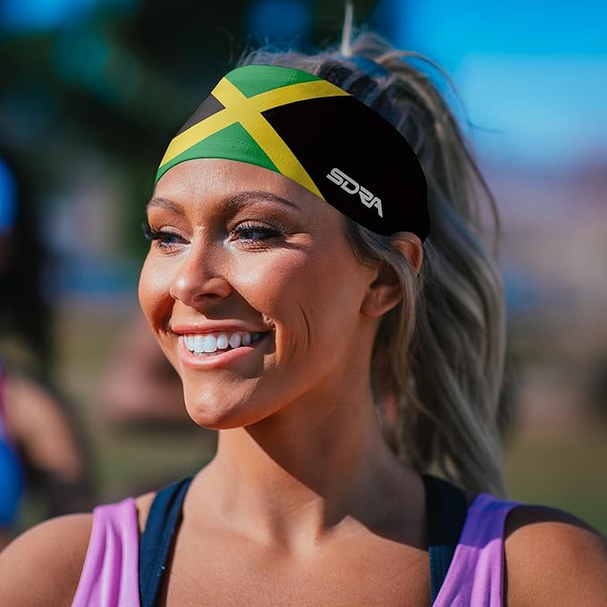 Suddora Country Flag Headbands, Wide National Flag Headbands for Sports Events, Non-Slip Fabric Sweatbands for Soccer, Tennis, Workout, Costume