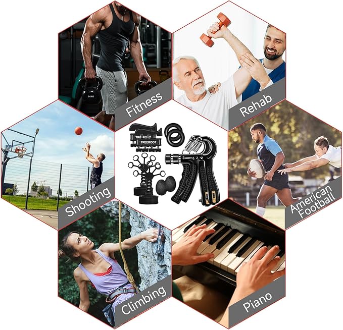 10PCS Grip Strength Trainer Kits, Hand Gripper Strengthener, Forearm Strengthener, Forearm Exerciser, Finger Grip Strengthener, Wrist Strengthener, Stress Relief Ball, Grip Ring, for Muscle Building, Hand Exercisers for Therapy