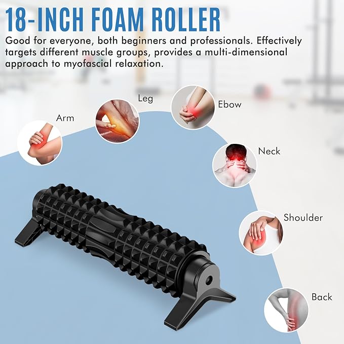 Trigger Point Foam Roller with Stand, 21 Inch Medium Density Foam Roller Long Back Roller Exercise Foam Roller for Physical Therapy, Muscles Deep Tissue, Pilates, Back Pain and Muscle Recovery(Black)