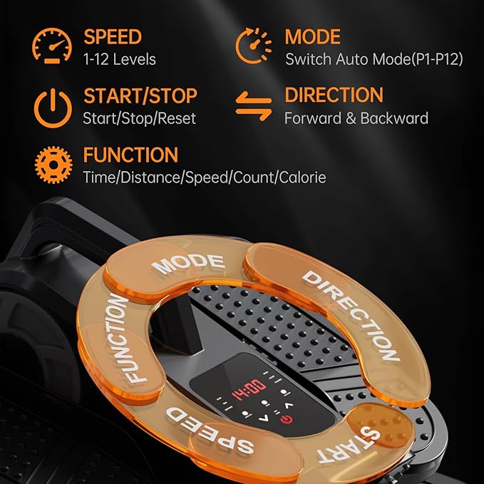 Under Desk Elliptical, Ellipse Leg Exerciser While Sitting for Seniors, Led Screen 12 Adjustable Speeds Quiet Handhold Seated Pedal Exerciser Machine for Home & Office