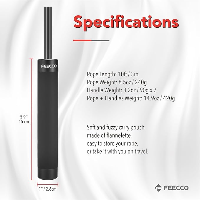 FEECCO Weighted Jump Rope - Heavy PVC Ropes with Metal Handles and Ball Bearings