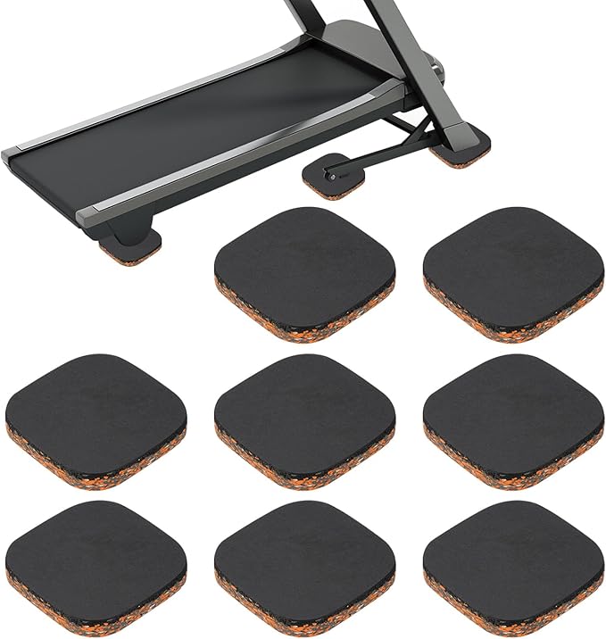 PATIKIL 8 Pcs Treadmill Mat Pads, 4x4x0.6 High Density Foam Anti Vibration Pad Sound Proof Floor Mat Exercise Equipment Mat for Carpet Protect Noise Reduction Home Gym, Black