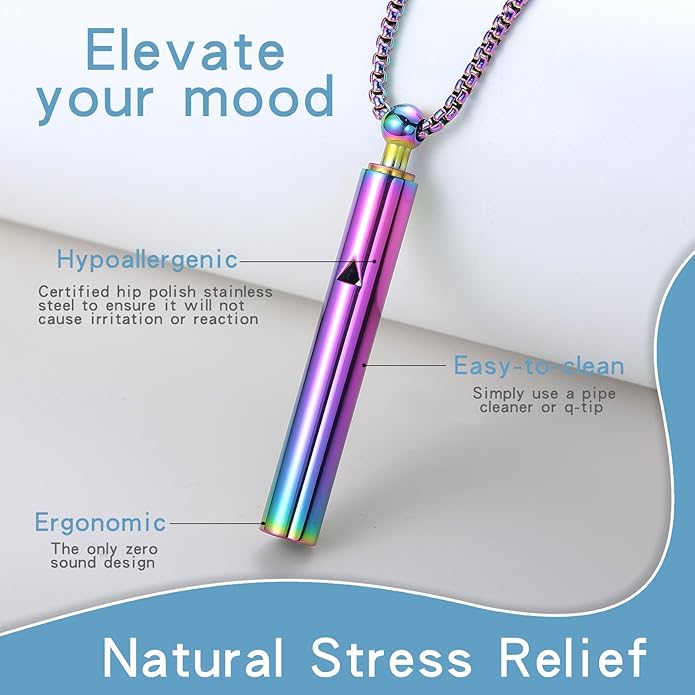 Anxiety Breathe Easy Necklace Mindfulness Breathing Necklace Breathlace Stainless Steel Pendant for Natural Calm & Stress Relief