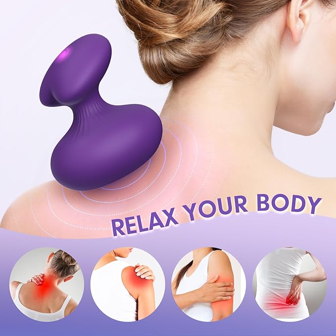 Fully Waterproof Massage Ball, Portable Handheld Neck Massager, Multifunctional Rechargeable Muscle Massage Tool (Deep Purple)