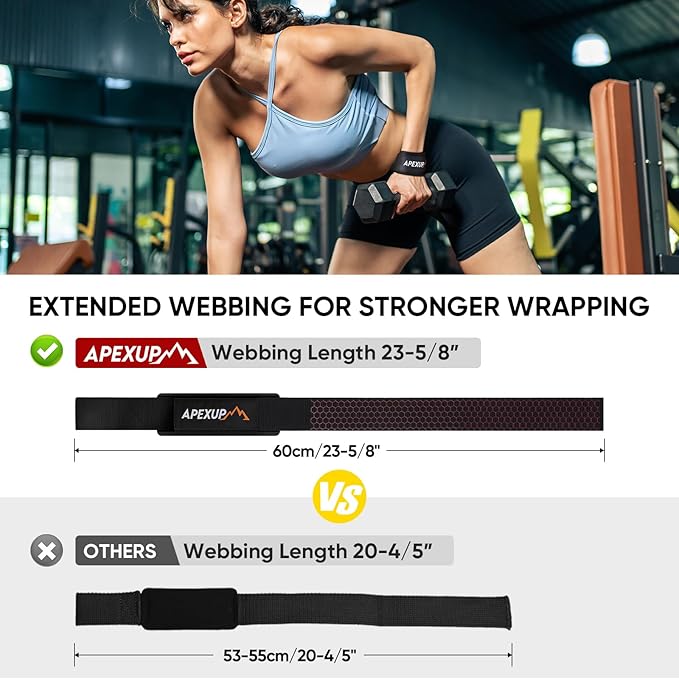 APEXUP Weight Lifting Straps for Weightlifting, Lifting Wrist Straps Gym, Deadlift Strap, Anti Slip Silicone Weightlifting Strap Men Women Powerlifting, Strength Training